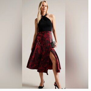NWT Ted Baker London Rosieo Twist Knit Bodice Midi Dress 6 (fits like 16-18 US)
